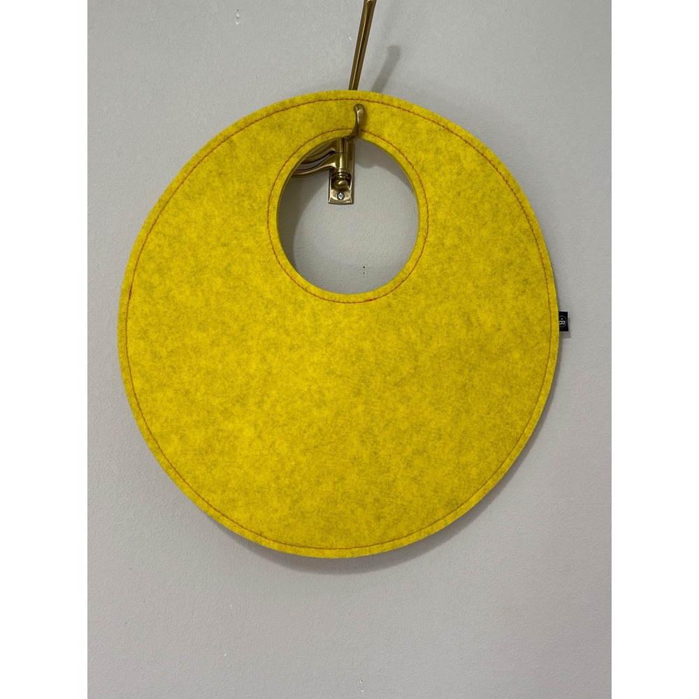 BuzziSpace Recycled Felt Purse Women Large Yellow Circular Tote Bag Minimalist